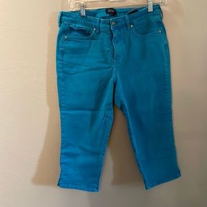 NYDJ turquoise blue 5 pocket capris
